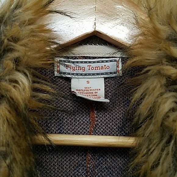 Flying Tomato Small Fir Trimmed Cartigan - Picture 4 of 6